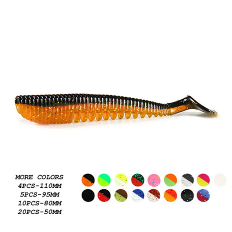 

Simulation Soft Bait 4 Sizes Many Kinds Two-color Thread T Tail Floating Fishy Smell Mandarin Fish Perch Reservoir Fishing Bait