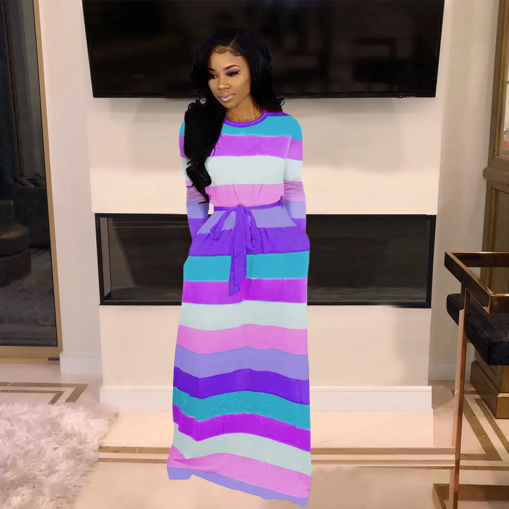 Echoine осенний Повседневный Контрастный ЦВЕТНОЙ полосатый лоскутный пуловер с