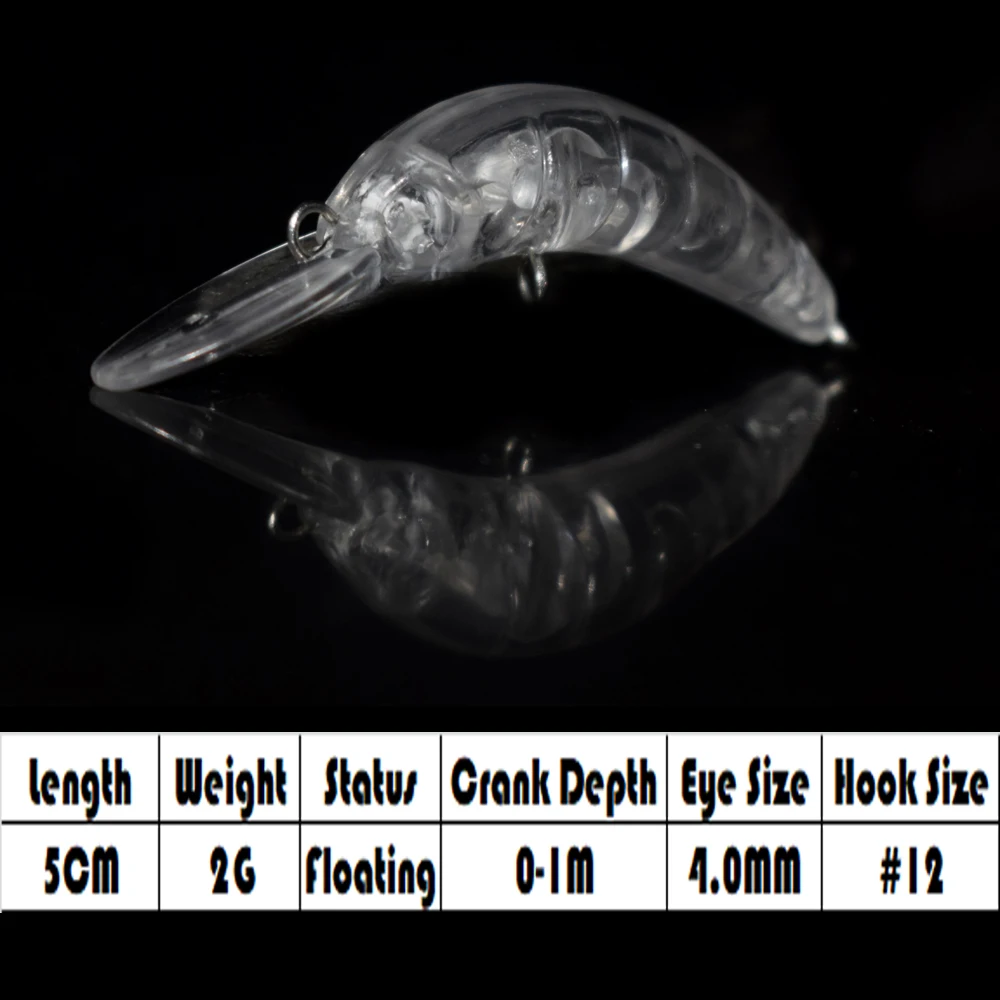 AYWFISH 50 шт. в партии неокрашенный кренкбейт сделай сам плавающие мм 2 г прозрачный