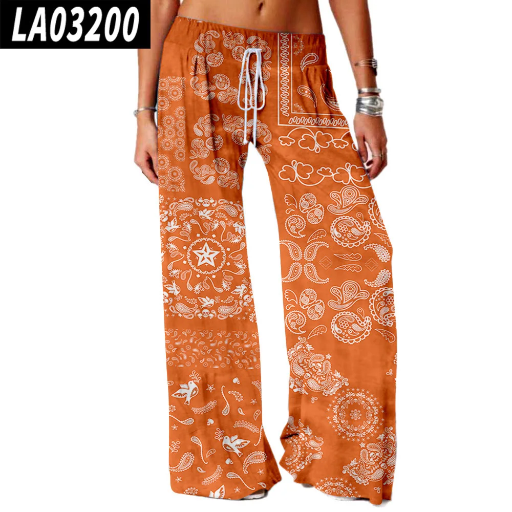 

New Women's Trousers 3D-Printed Wide Leg Pants Summer Sport Run Slacks Casual 2021 Flat Women's Trousers Large Size 6XPD