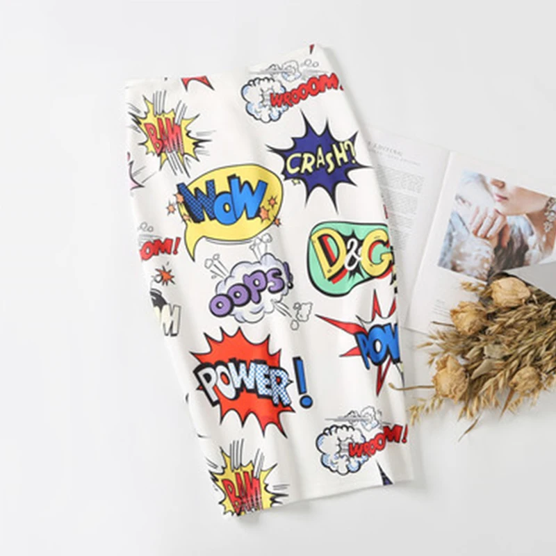 

2019 New spring autumn Plus Size Print High Waist Skirt Women Sexy Casual Print Pencil Back split Skirts Female 24-color YY136