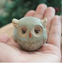 Зеленая коричневая сова, керамические украшения, аксессуары для дома, сова, фарфоровый домашний декор, милая керамическая фигурка совы, украшение для рабочего стола - Цвет: Светло-желтый
