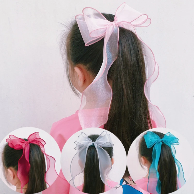 

Children's Ponytail Chiffon Bow Ribbon Hairpin Braided Hair Girls Lengthened Streamer Hairpin Princess Hair Headdress Wholesale