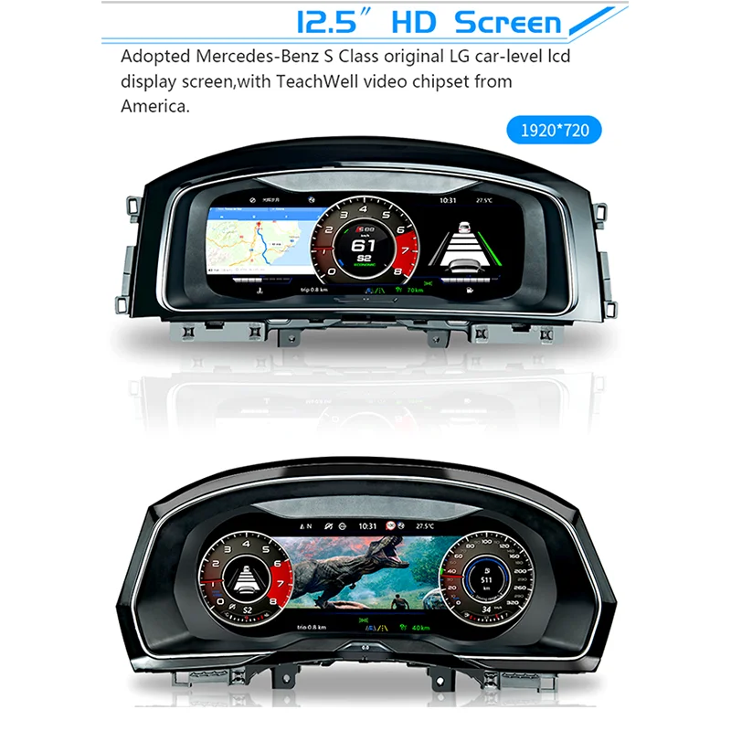

lcd display for cars 12.5 inch Car Instrument Dashboard with Intelligent display for VW Passat B8 Golf 7 Variant Digital speedo