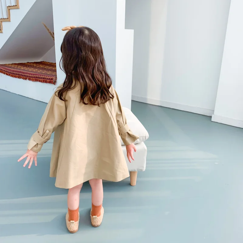 Осень 2019 Модные свободные однобортные тренчкоты для девочек милые детские