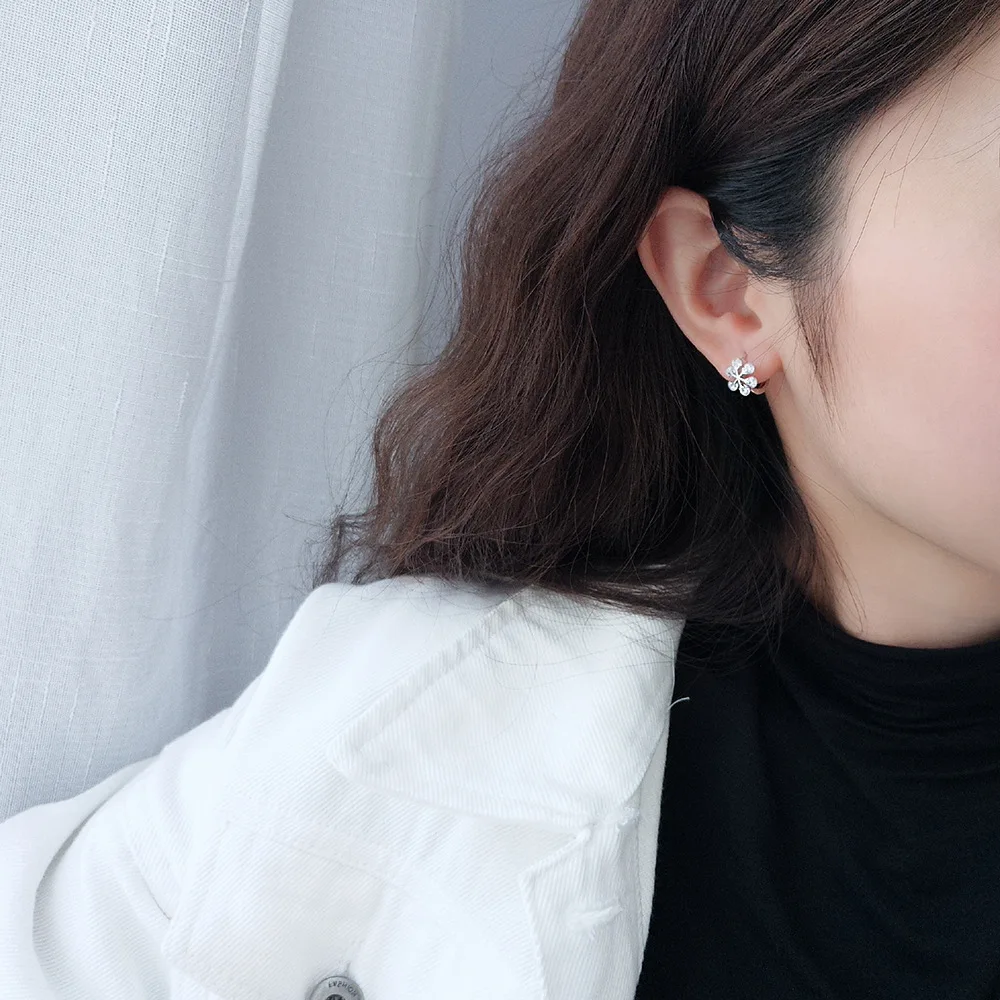 Женские серьги кольца из стерлингового серебра 925 пробы с цирконием и