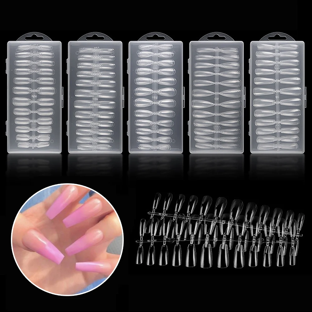 

240pcs False Nails Tips Quick Building Mold Tips DIY Acrylic Clear Artificial Tip Manicure Kit for Nail Salon and DIY New Hot