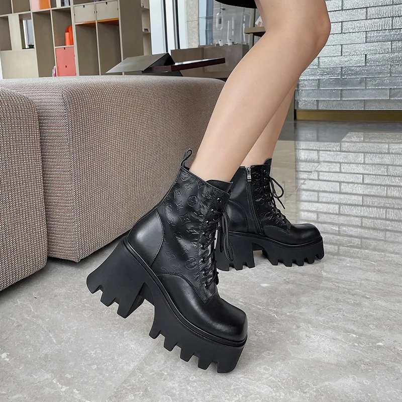 Женские кожаные ботинки на платформе MoonMeek повседневные из коровьей кожи