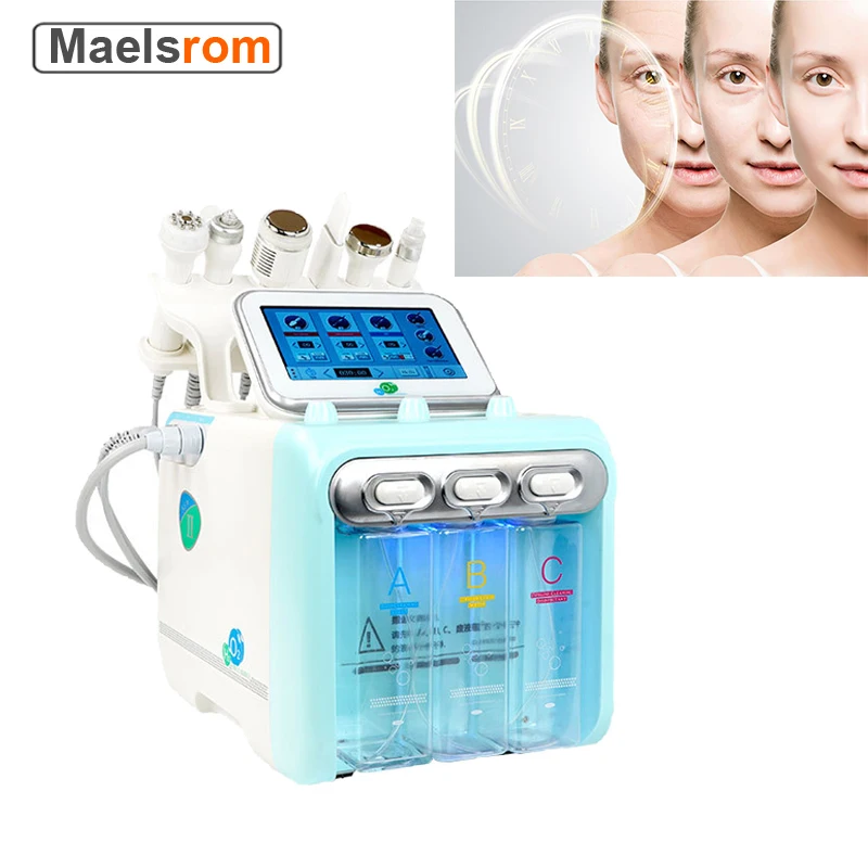 6 in 1 Small Bubble Oxygen Hydrafacial Machine Microdermoabrasion Facial Cleansing Apparatus Home Salon Spa Skin Care Device