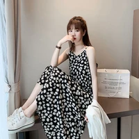 2021 news female dress halter white black little daisy flowers sweet fashion leisure wear girl clothes summer dress beach