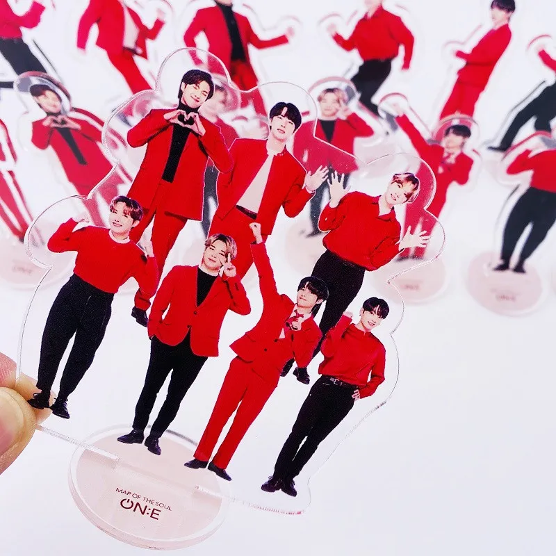 

New Kpop Bangtan Boys ONE Transparent Desk Stand Board Toys JK Red Stand Board Decor 11CM Fans Gifts Desk Ornaments Hot Sale