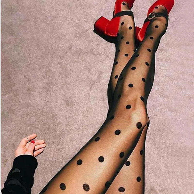 Пикантные женские колготки шелковые чулки в горошек Ретро леггинсы тонкие |