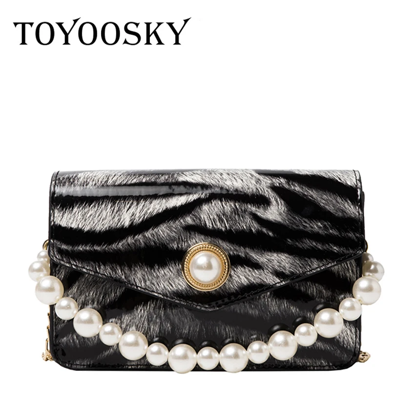 

TOYOOSKY Tiger Pattern Mini Pearl Chain Crossbody Bags for Women 2020 Shoulder Handbags Women's Branded Fashion Trend Hand Bag