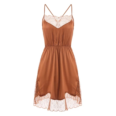 Nightdrees Orange Летний сексуальный кружевной женский мини Ночная рубашка халат костюм атласный черный халат пижама халат шелковый халат - Цвет: Nightdrees Orange