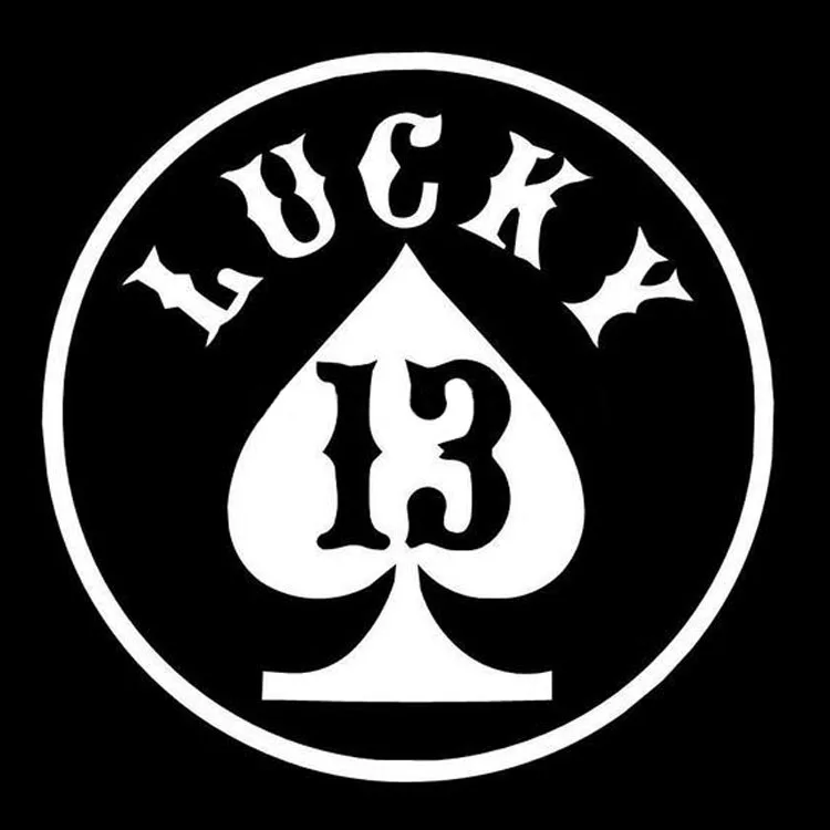 

Car Sticker Lucky 13 Shovel PVC Decal Fun Motorcycle Decorative Personality Car Styling Black/Silver 12.5 X 12.5 Cm