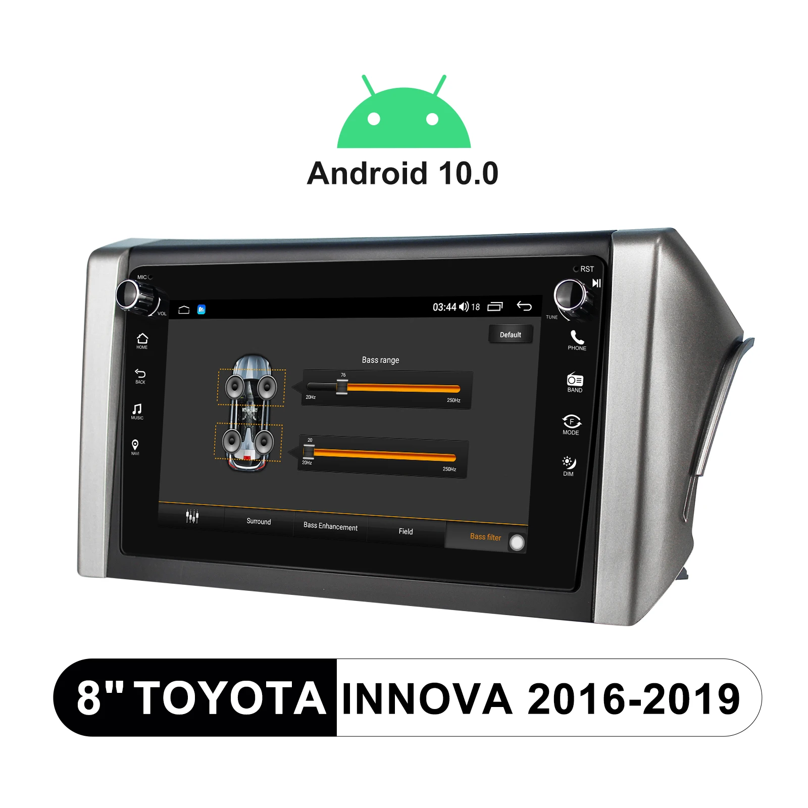 저렴한 라디오 Pantalla 1 Din With Screen 8 인치 안드로이드 10 헤드 유닛 멀티미디어, 도요타 이노바 2016 2019 무선 카레이 안드로이드 오토