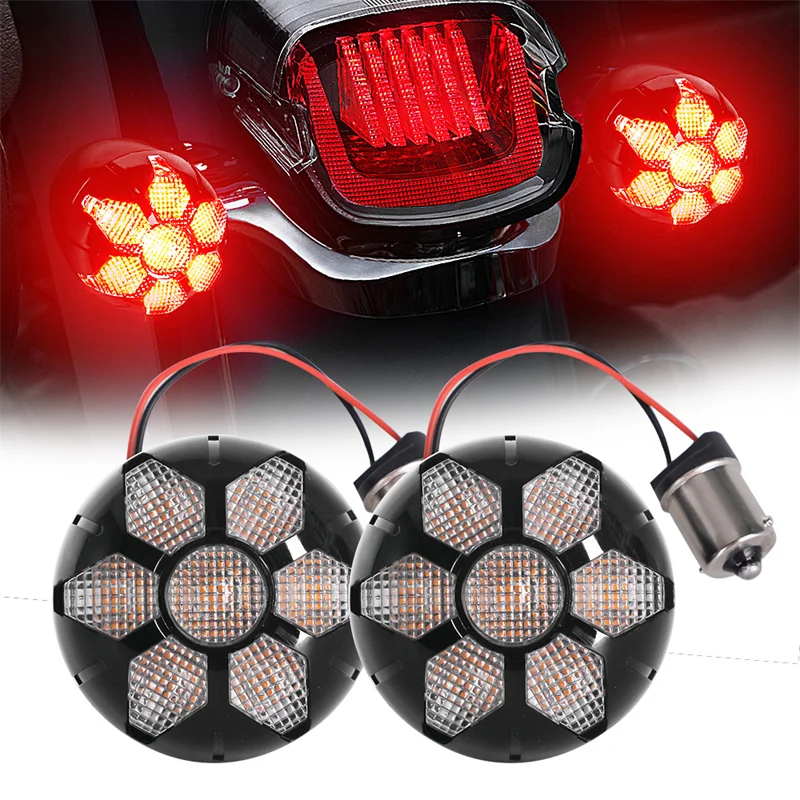 Motorcycle Comet Turn Signals Indicator Light For Harley Davidson Chopper Cruiser Bobber Cafe Racer Black Indicator Light