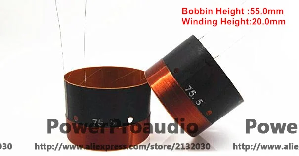 2 pcs High Quality 75.5mm woofer / loudspeaker speaker voice coil with Hole