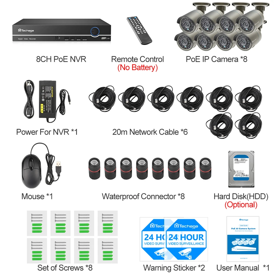 H.265 POE CCTV система 8CH 1080P NVR комплект до 16CH 2.0MP аудио IP камера ИК Открытый P2P видео безопасности наблюдения комплект 2 ТБ HDD