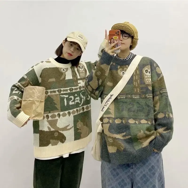 

Винтажный свитер бабушка-дедушка, уличная одежда, готическая одежда y2k, Женский Свитер оверсайз на осень 2021, женский модный зимний свитер дл...