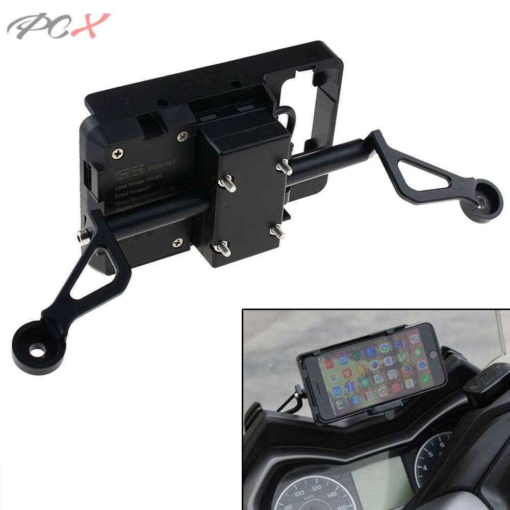 

Motorcycle USB Charger Mobile Phone Holder Stand Bracket for Yamaha XMAX125 250 XMAX300 400 2017 2018