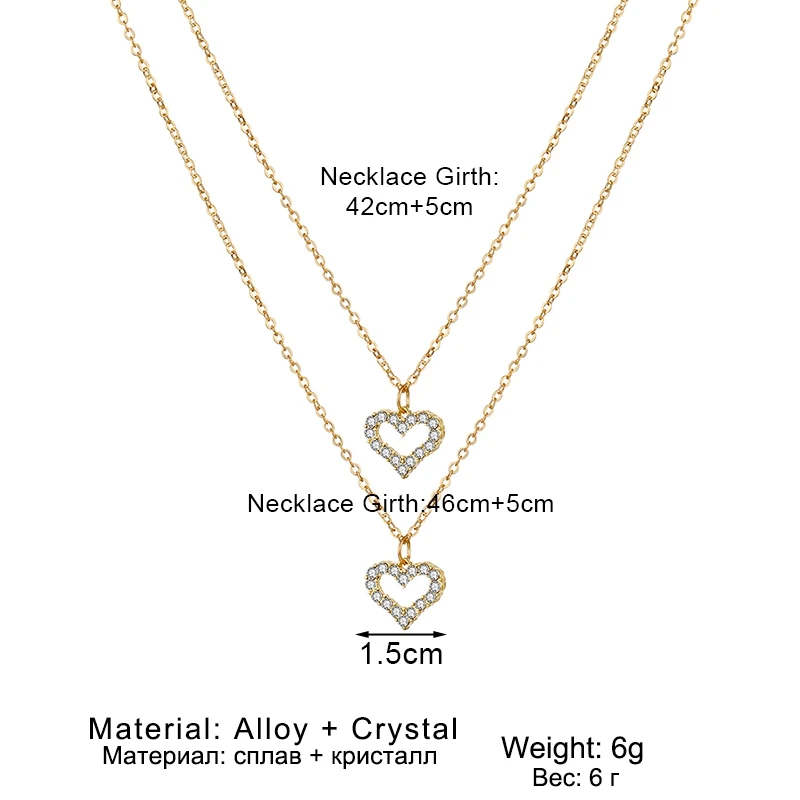 

ZOVOLI Concise Crystal Heart Pendant Choker Necklace Thin Chain Layered Necklaces For Women Fashion Jewelry Gifts 2021 Trend