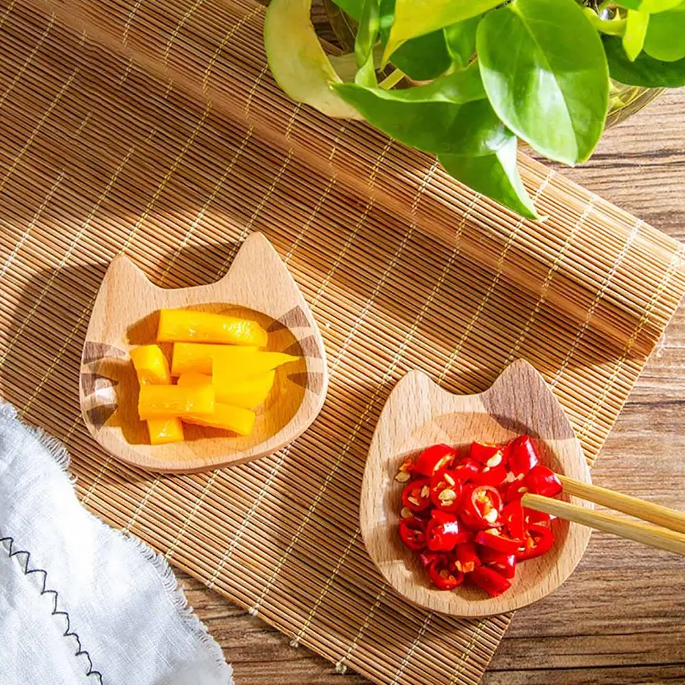 Тарелка из натурального Букового салата в форме кошки васаби блюдо для закусок