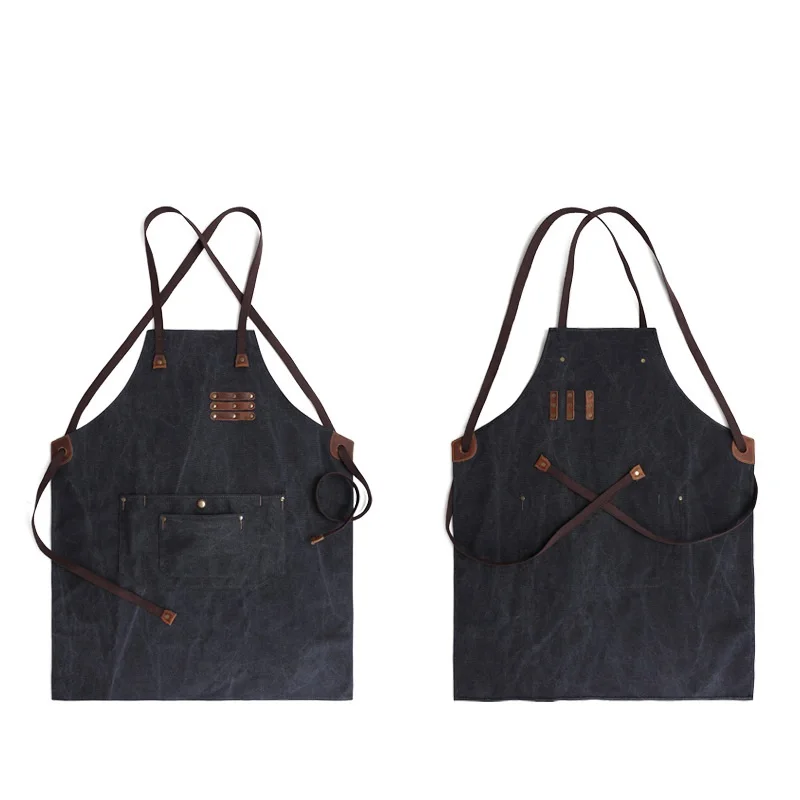 Полотняный фартук A001 для мастерской мужской с карманом перекрестной задней