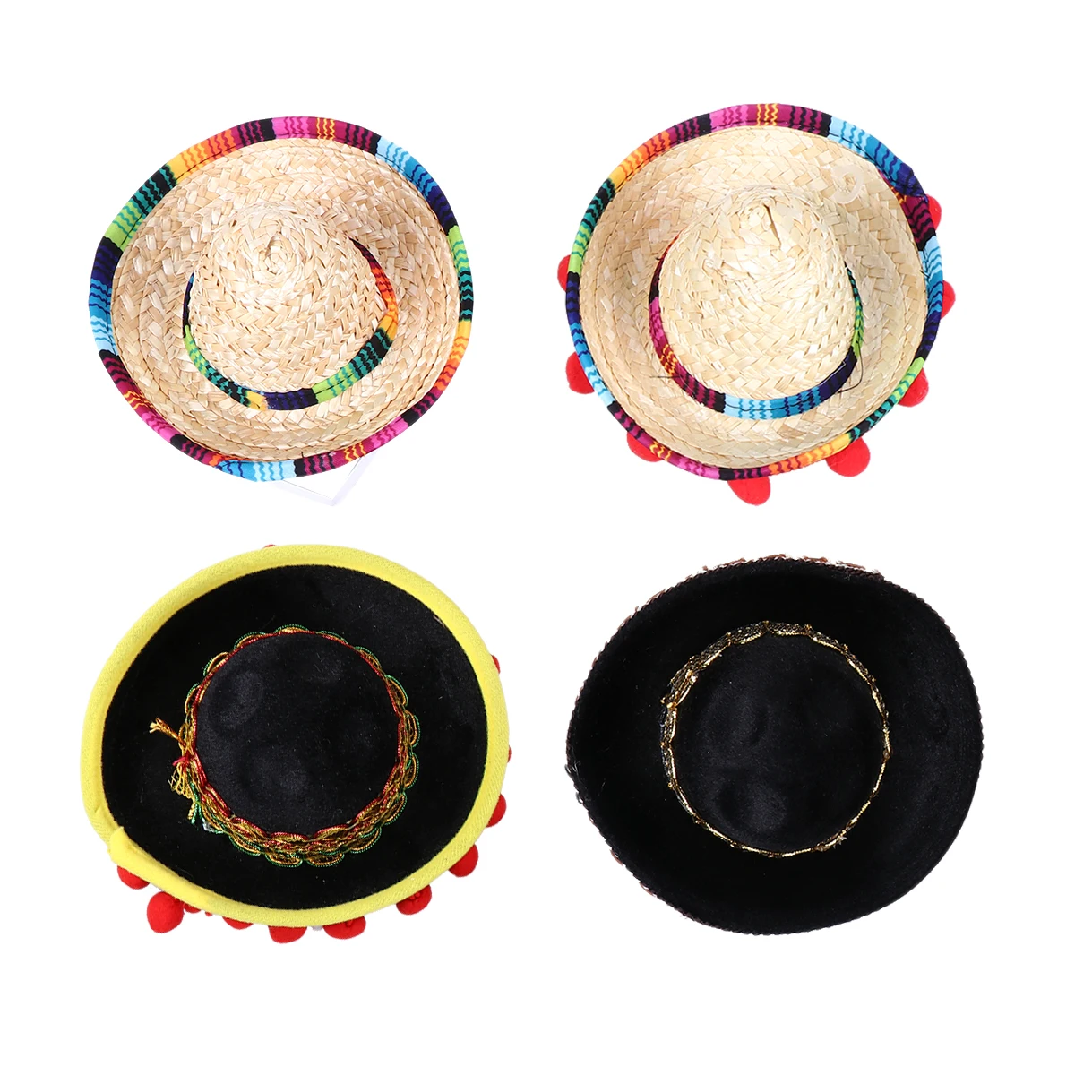 3 шт. соломенная мини-шляпа Sombrero из натуральной соломы для украшения дня рождения