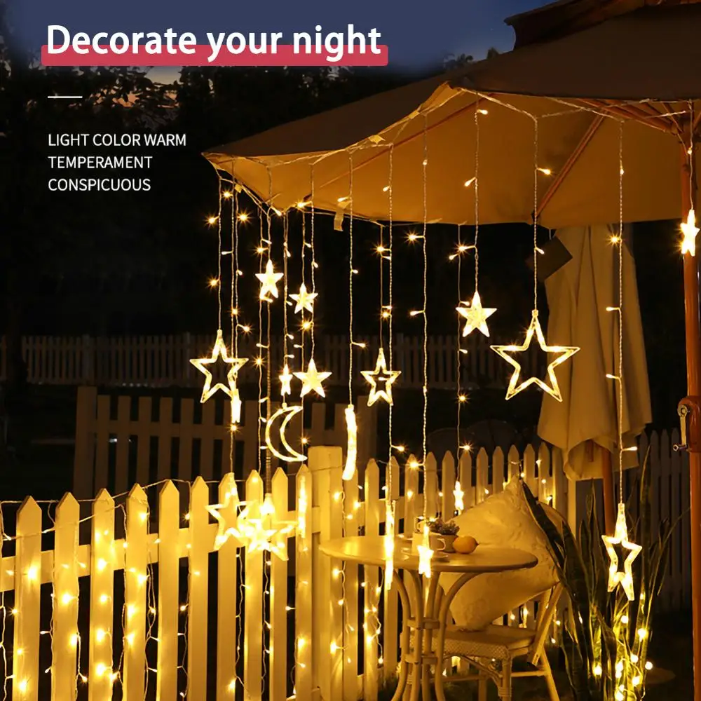 

138 LED 3.5M Garden Garland Solar Fairy Lights String Lights with Remote Control Solar Light Moon Star Waterproof Lamp Christmas