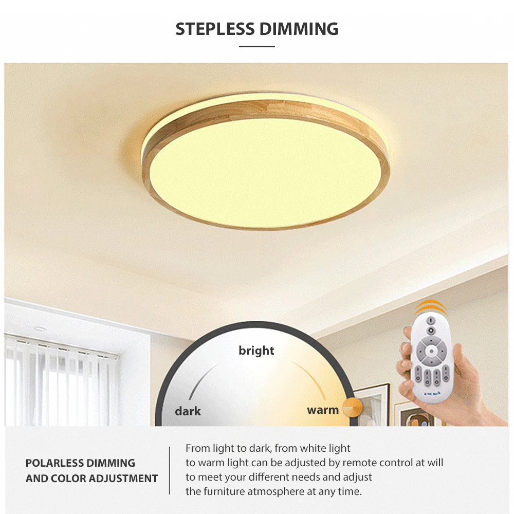 

Wooden LED Ceiling Lamp Round Square 7cm Surface Mounted Ceiling Light modern Living Room Bedroom Kitchen Ceiling Hotel Lighting