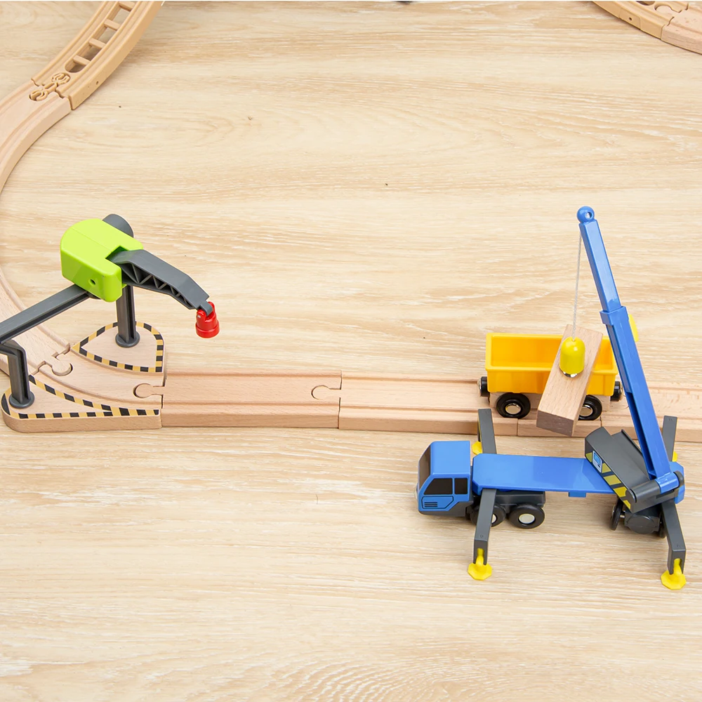 

Multifunctional Train Toy Set Accessories Crane Truck Toy Vheicles Compatible with Wooden Tracks Railway