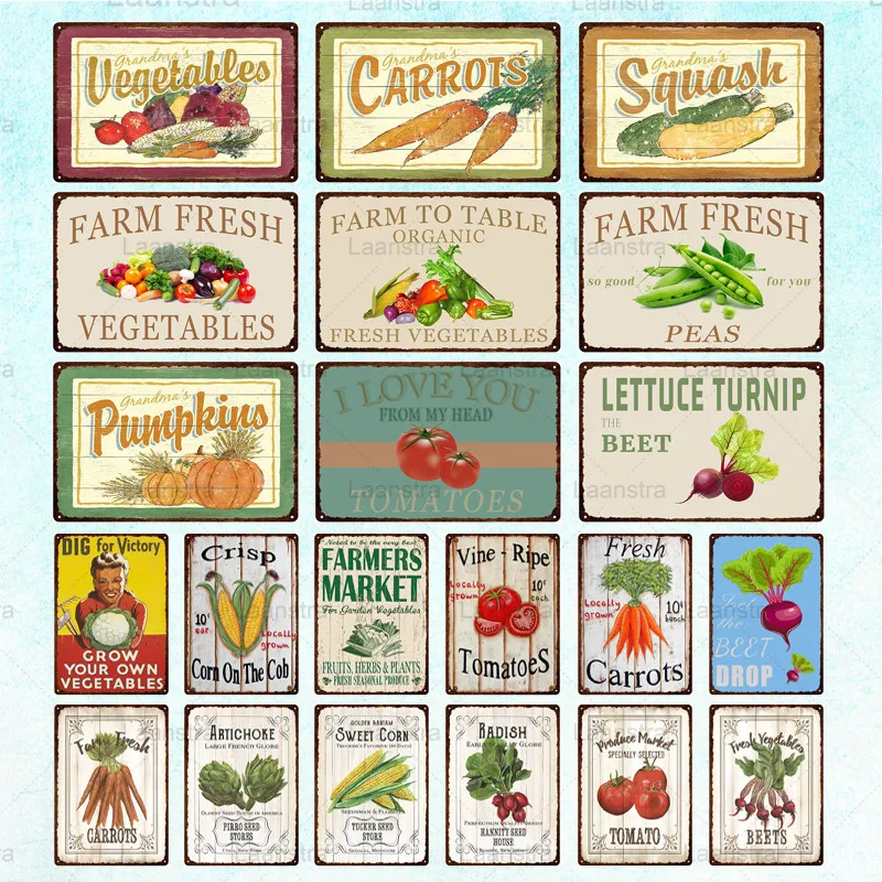 Металлические оловянные знаки табличка свежие фермы овощи металлический знак