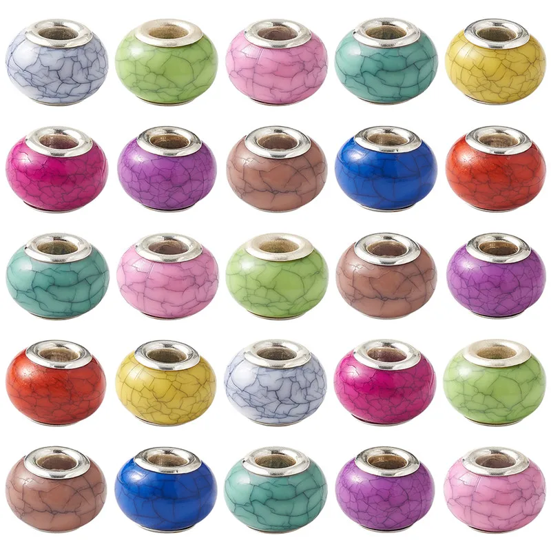 Pandahall 100 шт. разноцветные Европейские Бусины из смолы большое отверстие бусины