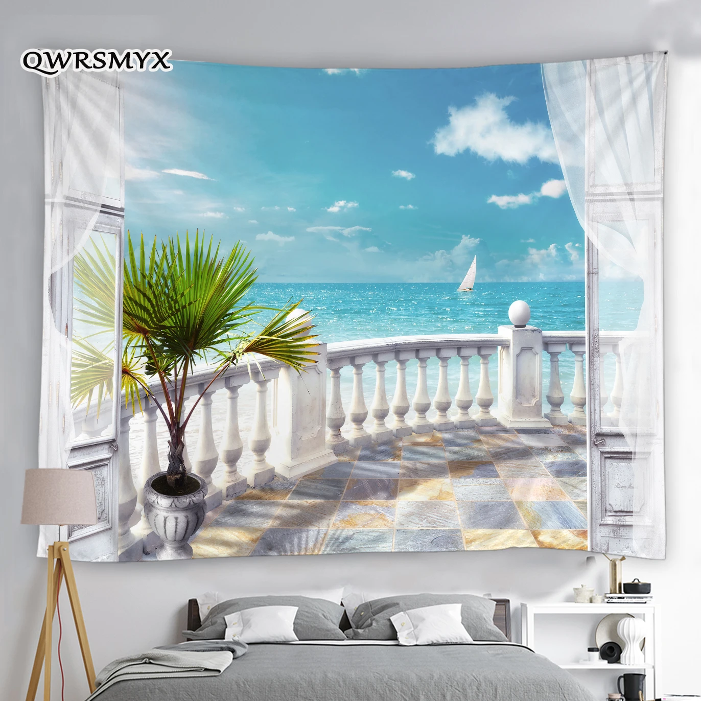 

Seaside Balcony Ocean Scenery Tapestry Wall Hanging Aesthetic Landscape Decoration For Bedroom Living Room Decor Wall Tapestries