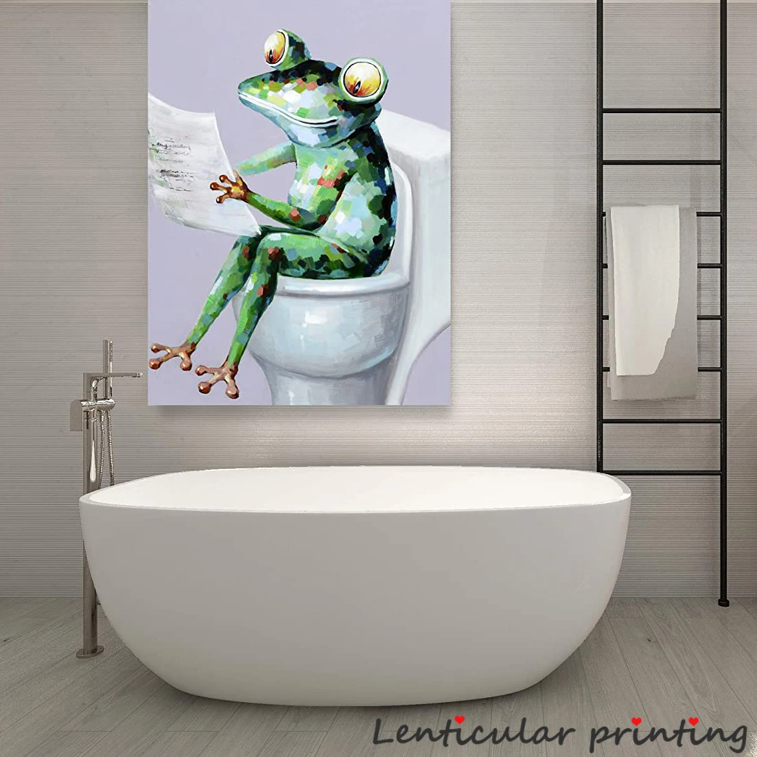 

Abstract Animal Frog Dog Oil Painting Bathroom Decor Nordic Canvas Toilet Wall Decor No Frame Cute Cartoon Wall Art