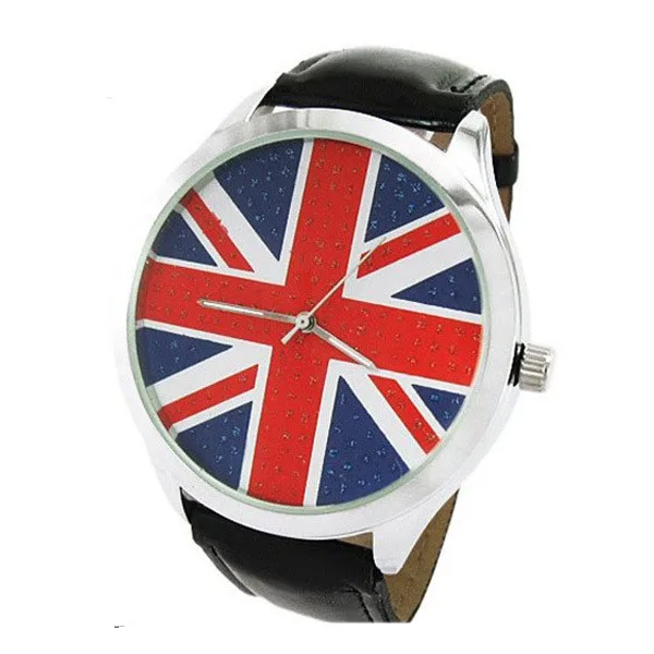 Топ люксовый бренд Модные с флагом Великобритании кварцевые часы мужской