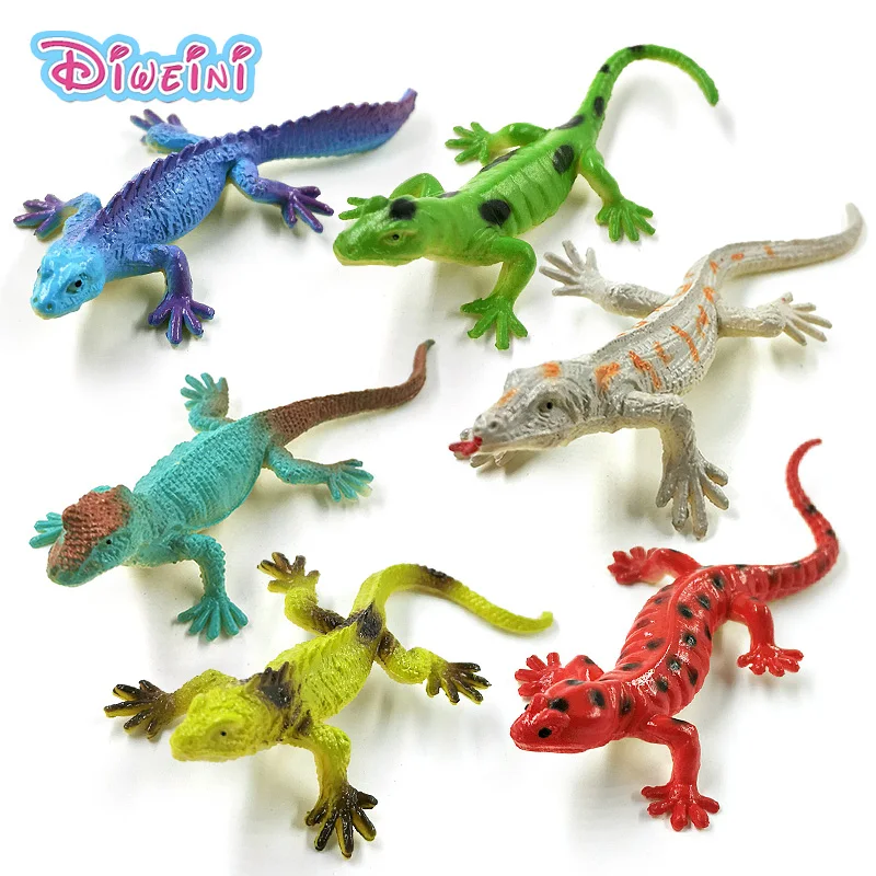 

6pcs New Simulation Lizard Reptile animal model Lifelike action figure home decor PVC figurine Gift for children hot toys set