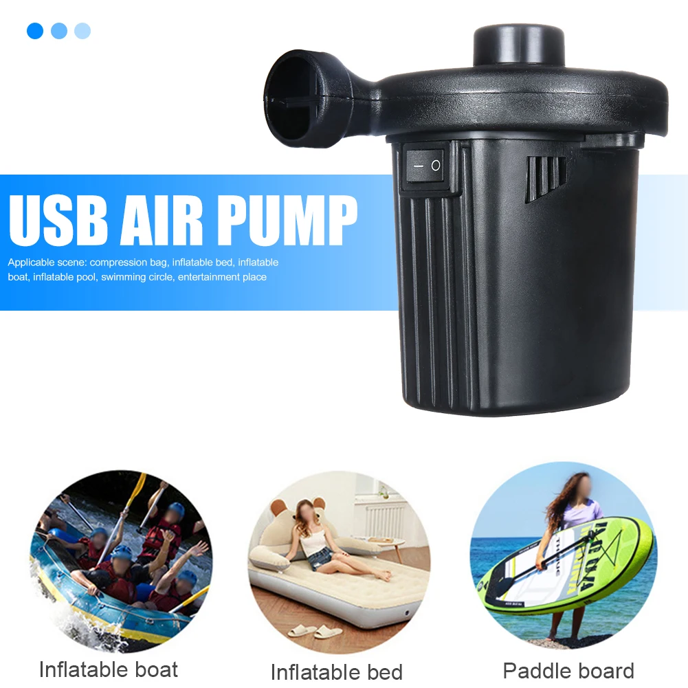

Portable 2 in 1 Car Electric Air Pump USB PVC + Metal Outdoor Kayak Inflatable Airbed Boat Inflator Swimming Car Wash Elements