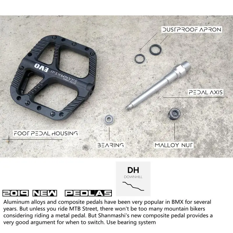 

Mtb Pedals For SHANMASHI EVO Mountain Bicycle Pedal Nylon Fiber Wide Comfortable Flat Pedals Big Foot Road Bike Accessories