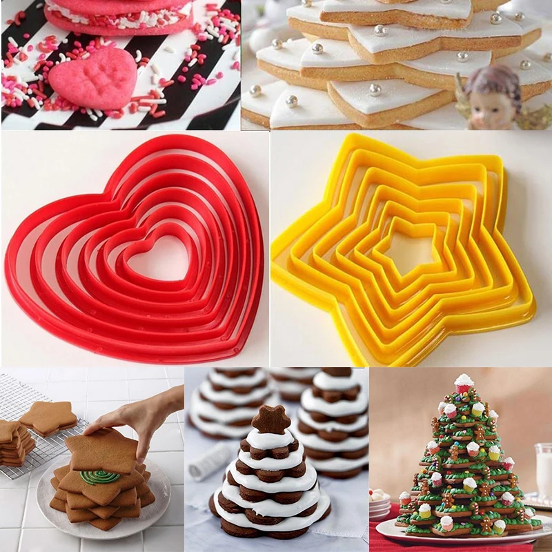 

6Pcs Cake Molds For Baking Kids Bread Cake Biscuit Mold Cuttiing Eco-Friendly Plastic Baking Trays Pans Baking Tools Supplies
