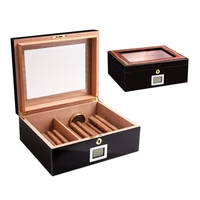 new arrival hot cedar wood cigar humidor top glass two parts large capacity cigar humidor storage box case