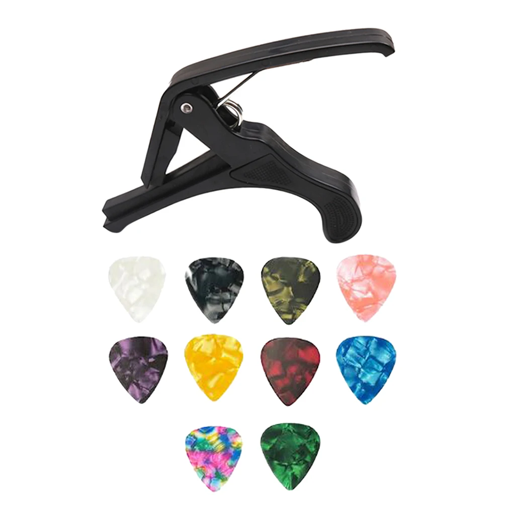 

10Pcs Guitar Picks & Capo Trigger Capo Key Clamp Guitars Accessories