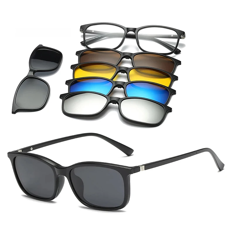 

5 In 1 Custom Men Women Polarized Optical Magnetic Sunglasses Clip Magnet Clip On Sunglasses Clip On Sun Glasses Frame
