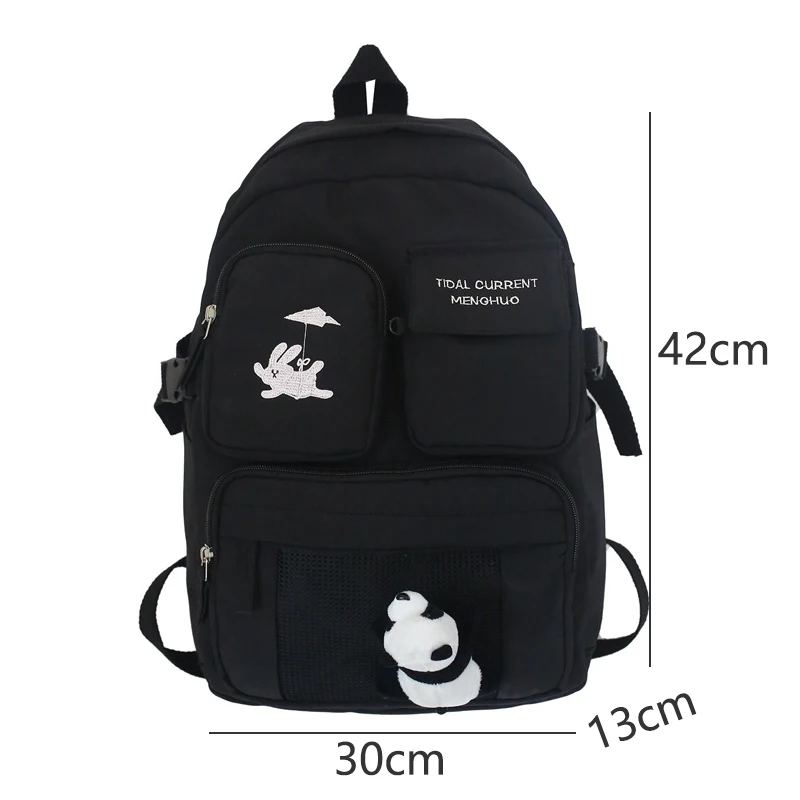 

Teenager School Bags for Girls Backpack Women Cute Cartoon Schoolbag Pink Nylon Bookbags Casual Preppy Style Bagpack