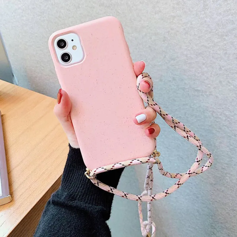 Solid Color Crossbody Cord Chain Phone Case For iPhone 11 Pro Max XR X XS 7 8 6S Plus Soft Silicone Cover With Rope | Мобильные