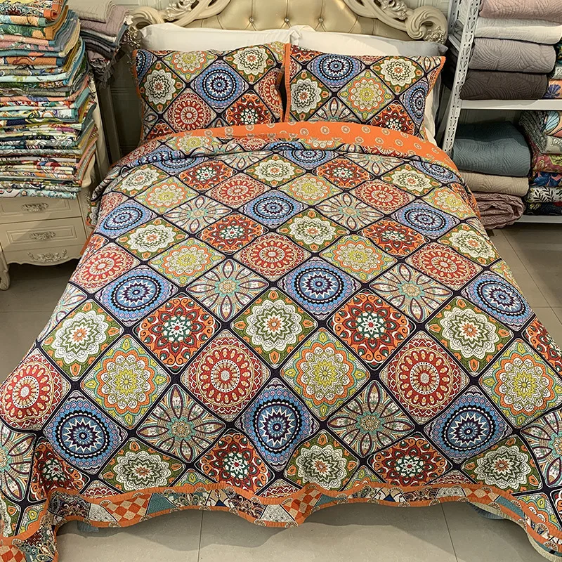 Miglior Set Trapunta In Cotone Boemia 3 Pezzi Copriletto Sul Copriletto Federa Queen Size AB Coperta Laterale Coperta Estiva Per Letto CHAUSUB