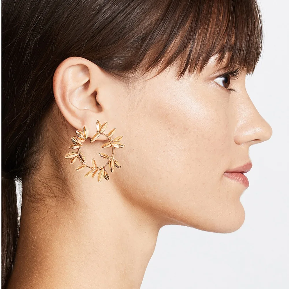 Женские серьги-кольца с большим цветком свадебные подарки ювелирные изделия