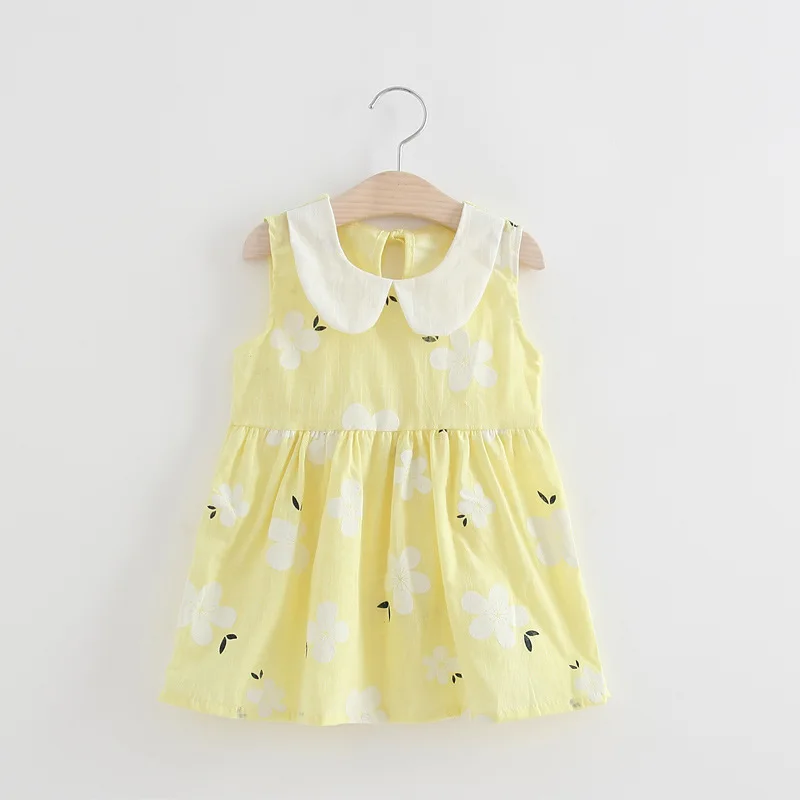 New Summer Girls Sleeveless Dress Kids Dresses Clothes Girl Turn Down Collar Princess 1 2 3 4 5 6 Years Children Clothing | Детская