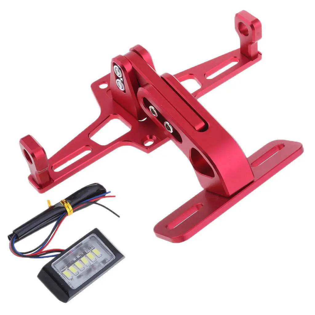

Universal Adjustable CNC License Plate Holder Bracket LED Light